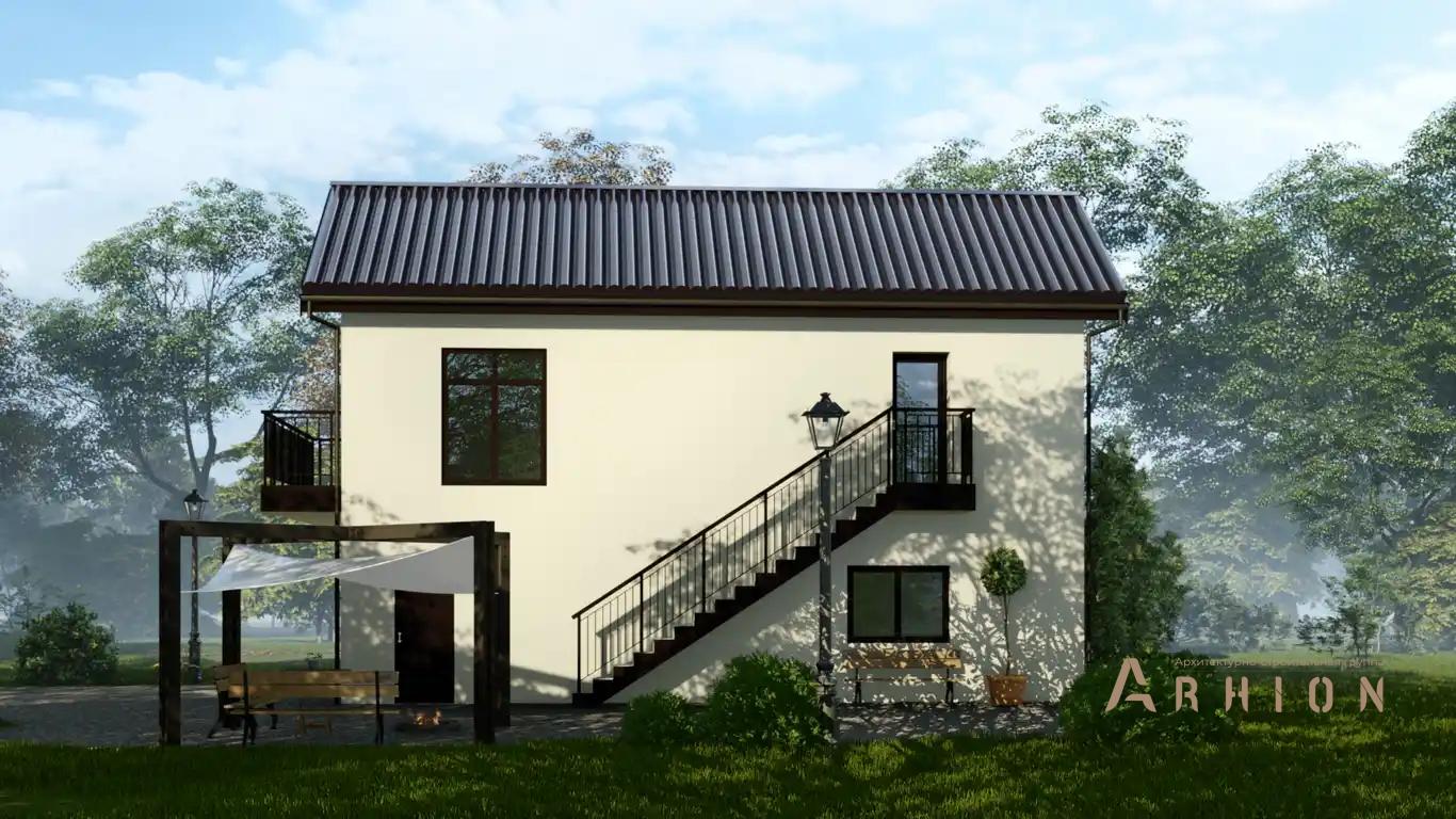 2. Проект двухэтажного дома в европейском стиле с плоской кровлей , h-1619, площадью - 88 кв c балконом, гаражом